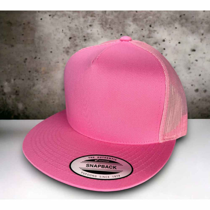 YUPOONG 6006 FLAT BILL - ALL PINK