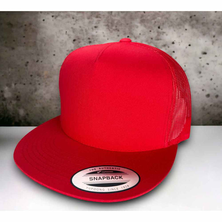 YUPOONG 6006 FLAT BILL - All RED