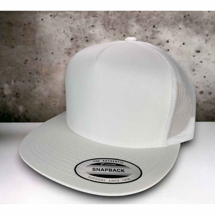 YUPOONG 6006 FLAT BILL - ALL WHITE