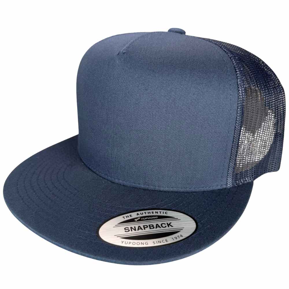 YUPOONG 6006 FLAT BILL - ALL NAVY