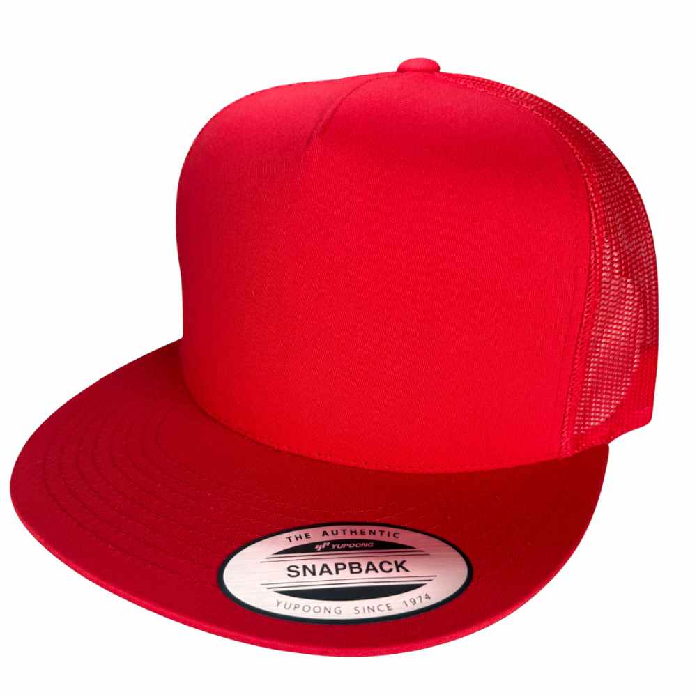 YUPOONG 6006 FLAT BILL - All RED