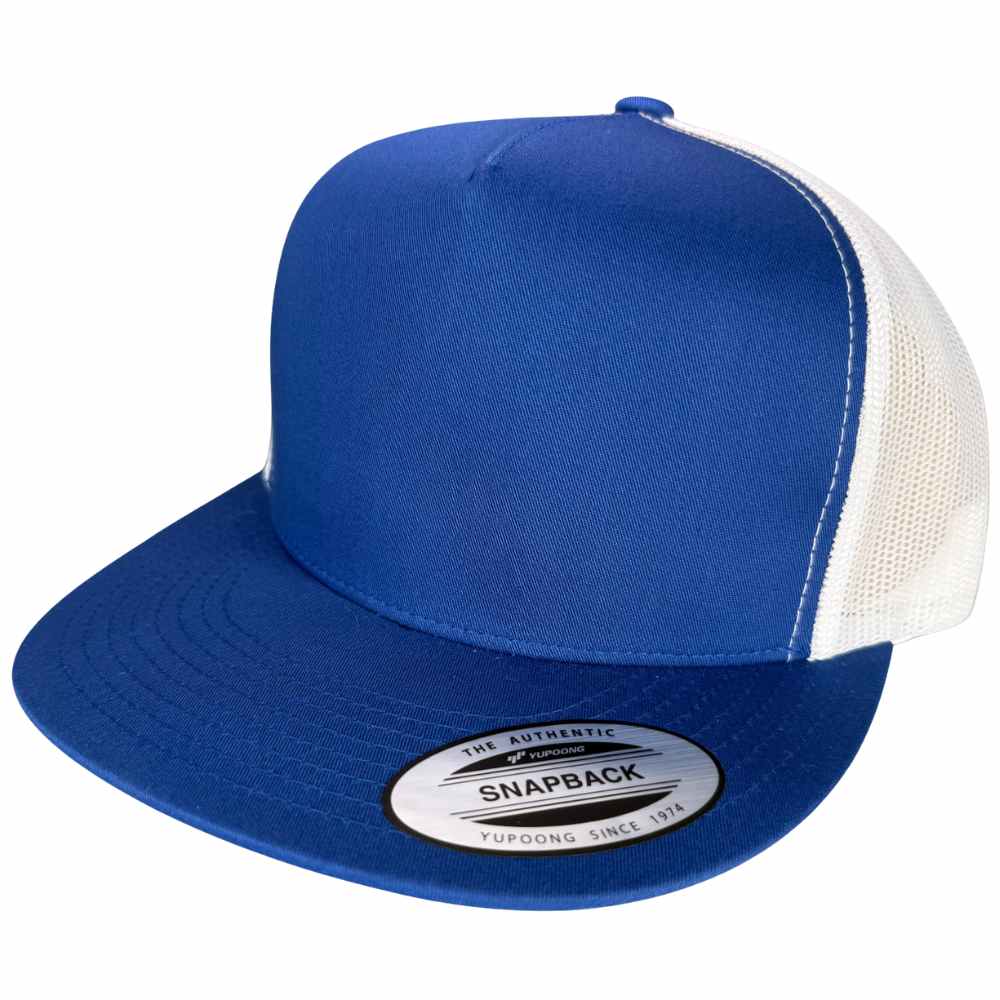 YUPOONG 6006 FLAT BILL - ROYAL/WHITE