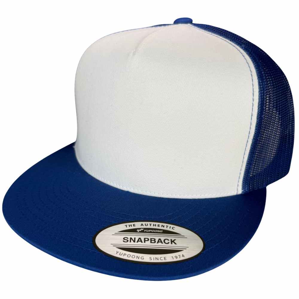 YUPOONG 6006 FLAT BILL - WHITE/ROYAL/ROYAL