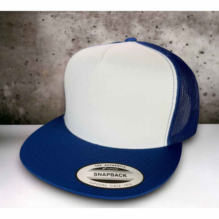 YUPOONG 6006 FLAT BILL - WHITE/ROYAL/ROYAL