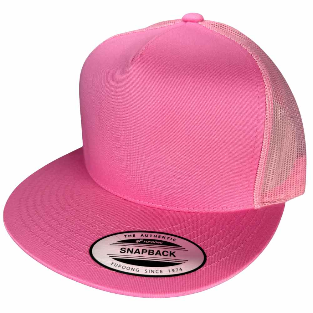 YUPOONG 6006 FLAT BILL - ALL PINK