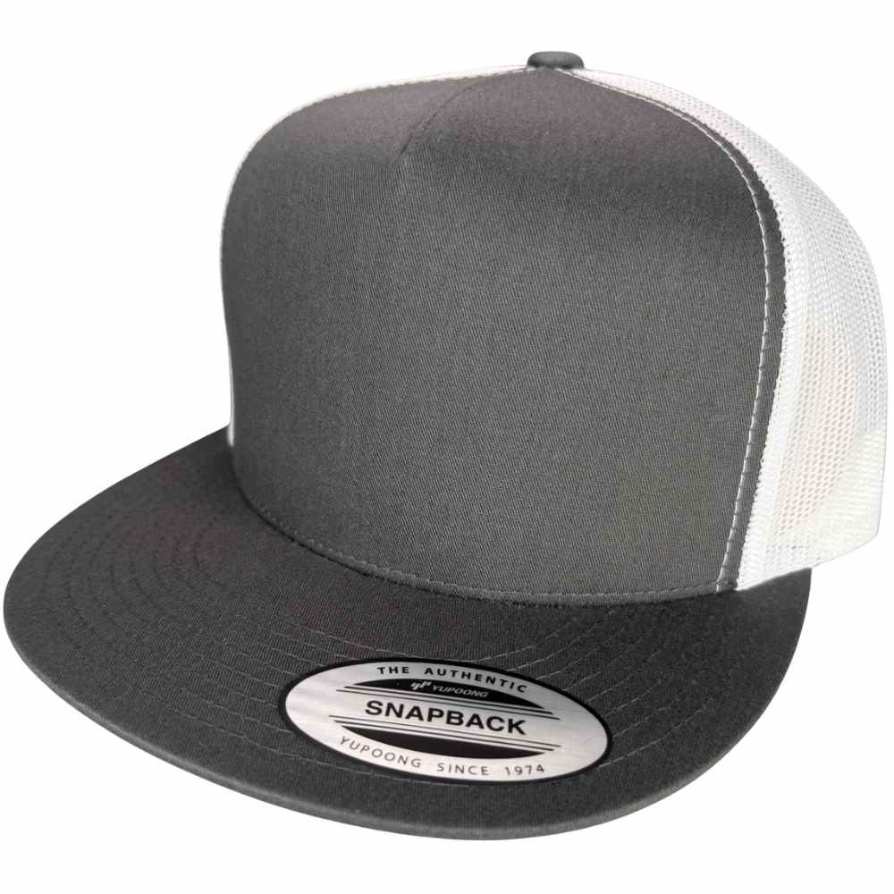 YUPOONG 6006 FLAT BILL - CHARCOAL/WHITE