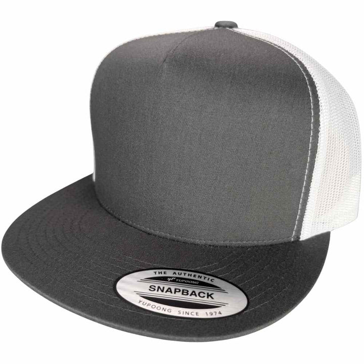 YUPOONG 6006 FLAT BILL - CHARCOAL/WHITE